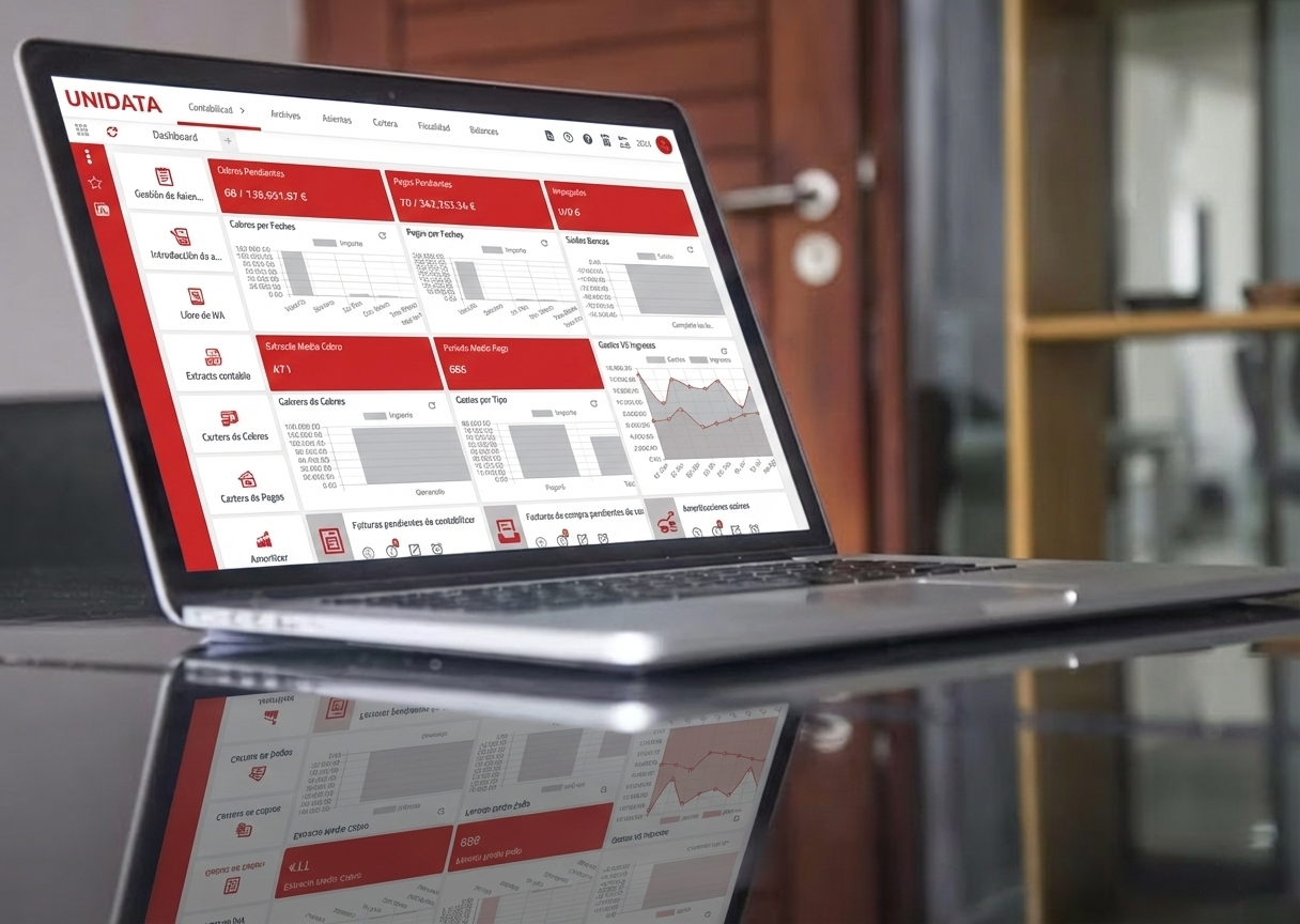 Dashboard ERP Unidata en portátil